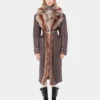 Trenchcoat med imiteret pelskant