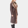 Trenchcoat med imiteret pelskant