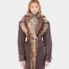 Trenchcoat med imiteret pelskant